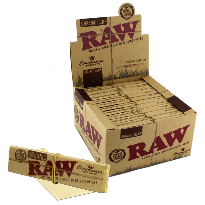 RAW Organic Hemp Connoisseur King Size Slim Rolling Paper + Tips