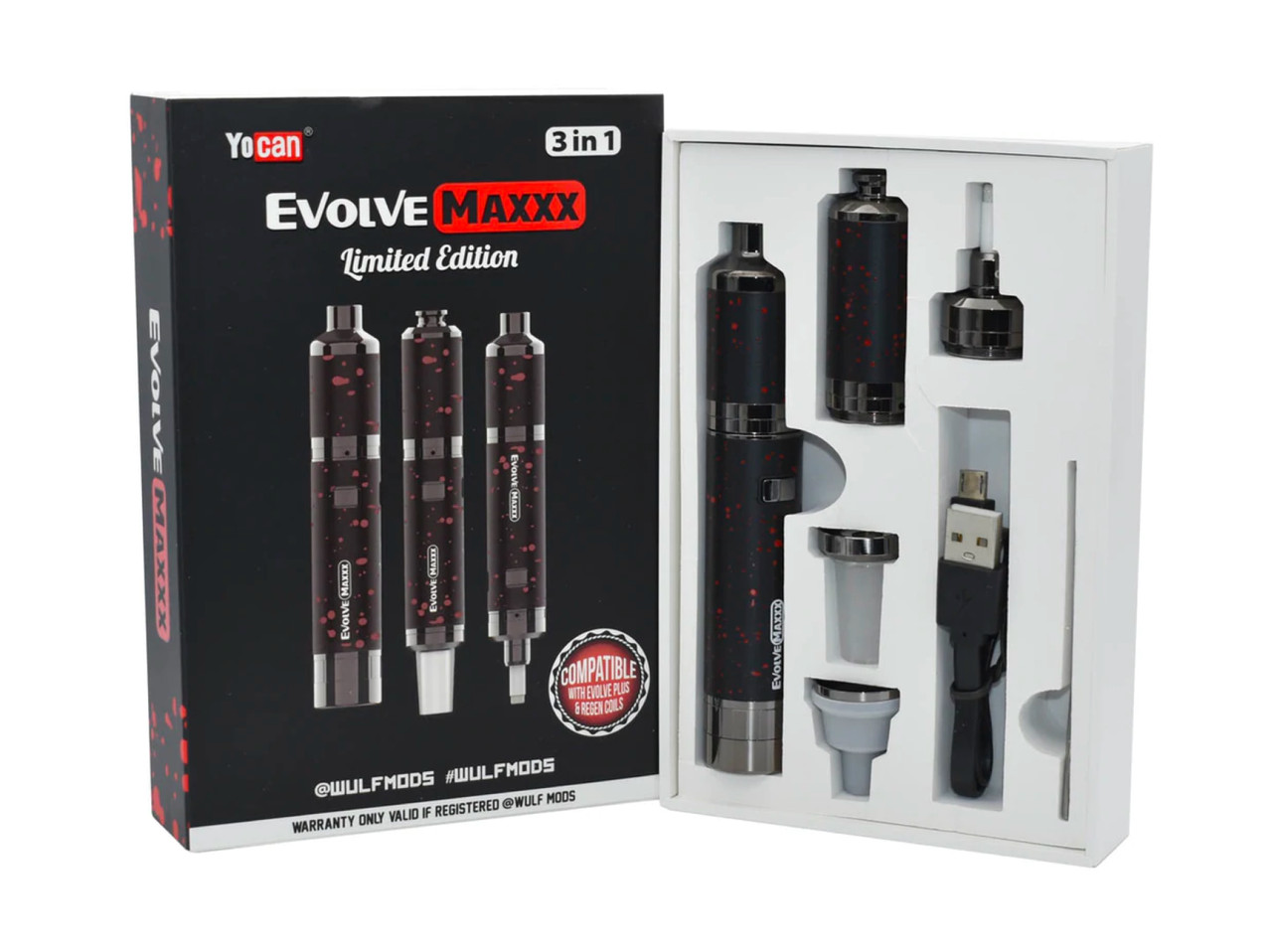 Yocan Evolve Maxxx 3in1 Dab Pen, Nail, and Nectar Collector (White Black Splatter)