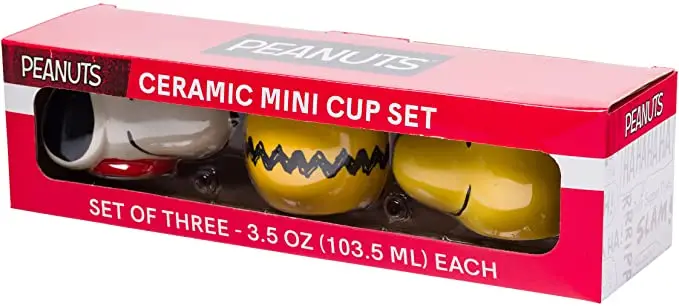 Peanuts Snoopy Woodstock Face 3pc Ceramic Sculpted Mini Cup