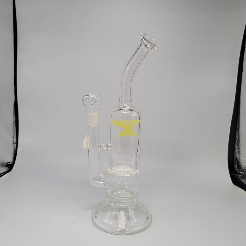 Solid Crushed Glass Perc Bent Neck 12in