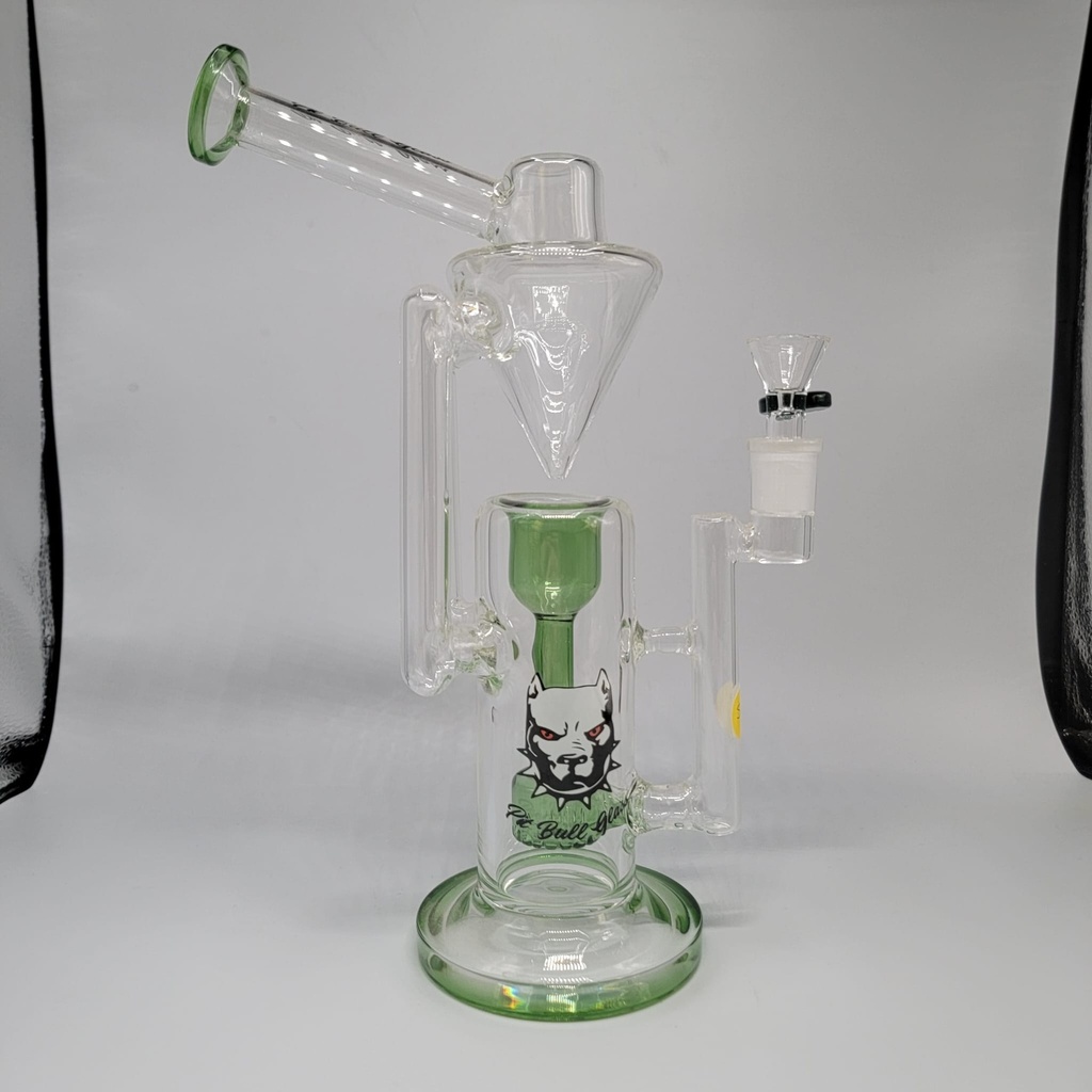 Pitbull Glass Matrix Perc Cyclone Recycler 10.5in - Green