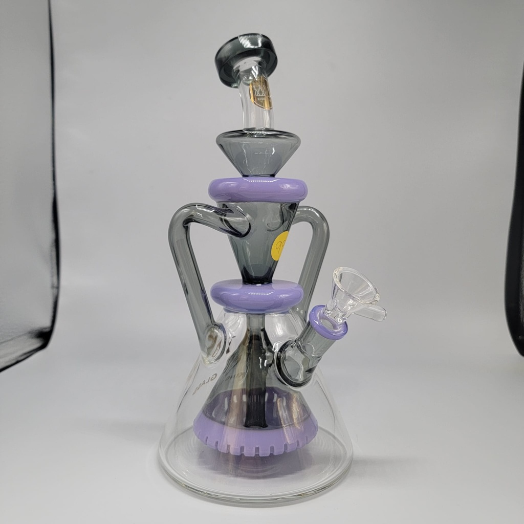 King Glass Cone Matrix Perc Recycler 10.5 inch - Black & Purple