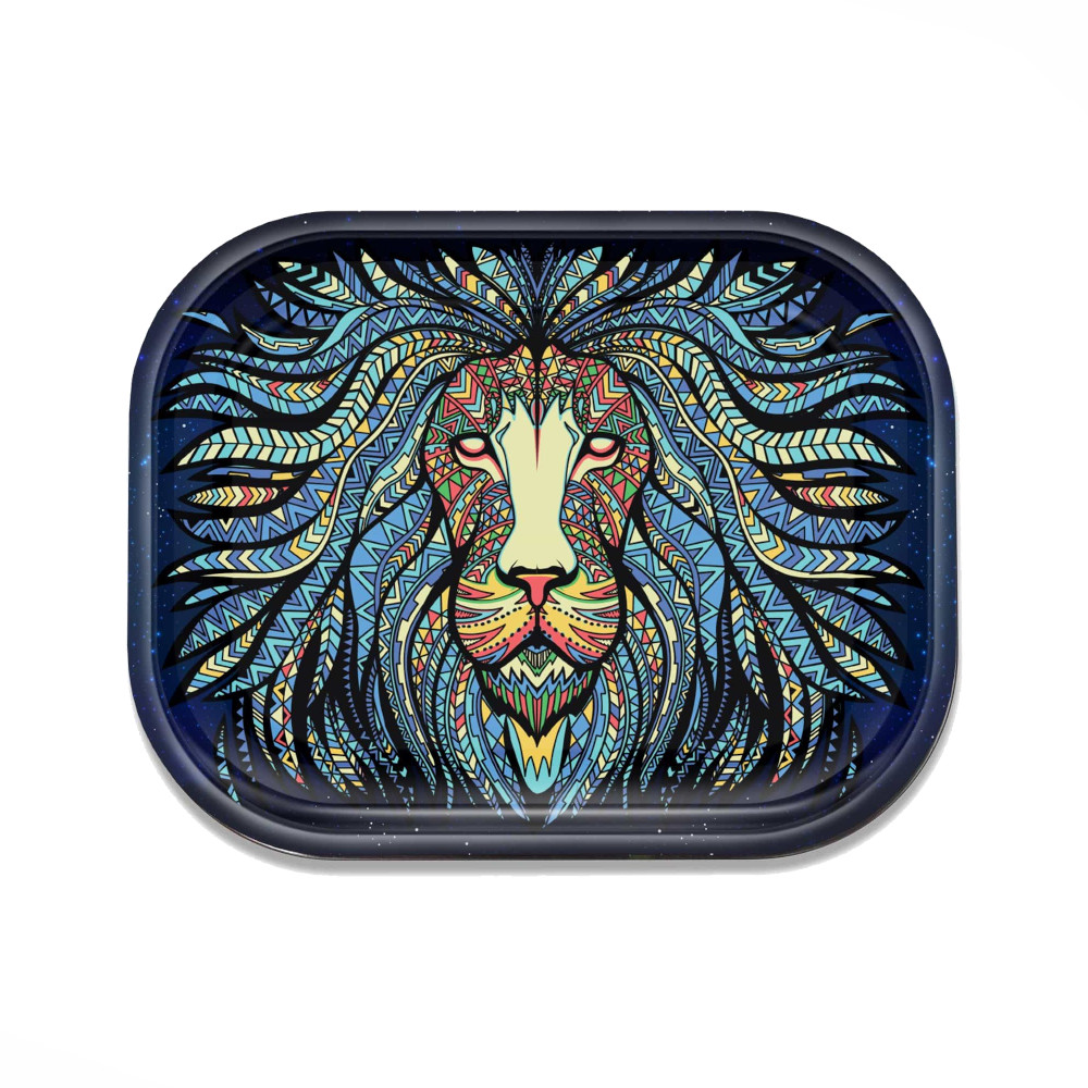 Tribal Lion Small Metal Tray 7x5.5in