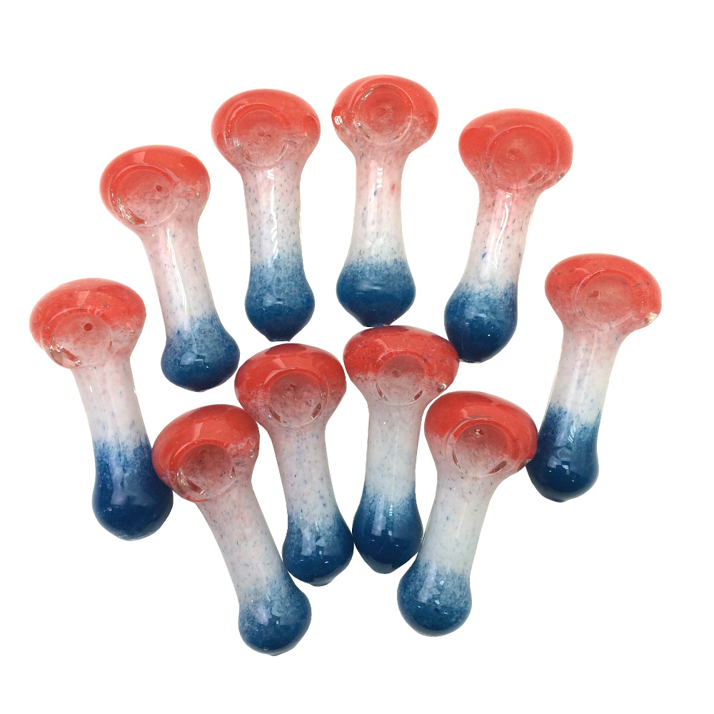 Red White and Blue Frit Dust Hand Pipe 3.5"