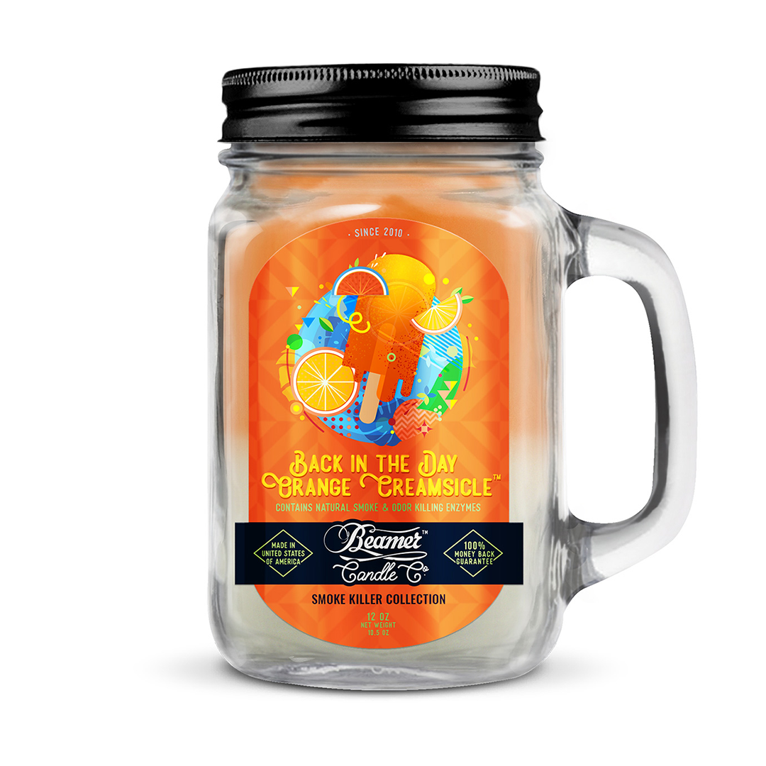 Beamer Candle Smoke Killer 12oz Mason Jar (Back In The Day Orange Creamsicle)