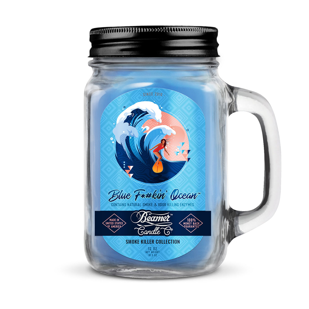 Beamer Candle Smoke Killer 12oz Mason Jar (Blue Ocean)