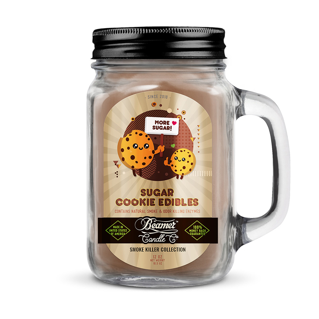 Beamer Candle Smoke Killer 12oz Mason Jar (Sugar Cookie Edibles)