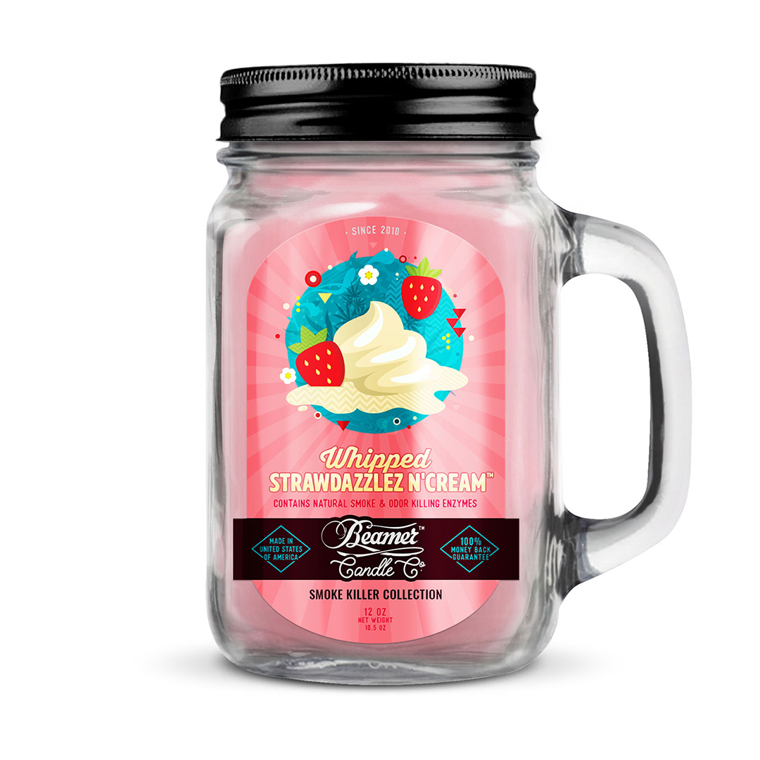 Beamer Candle Smoke Killer 12oz Mason Jar (Whipped Strawdazzlez N Cream)