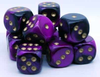 Chessex: Gemini Black-Purple/Gold 16mm D6 Dice Block