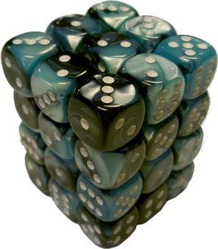 Chessex: Gemini Black-Shell/White 12mm D6 Dice Block