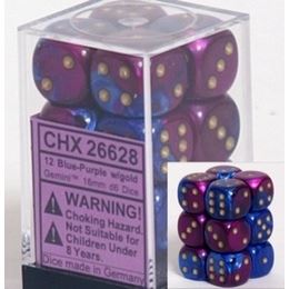 Chessex: Gemini Blue-Purple/Gold 16mm D6 Dice Block