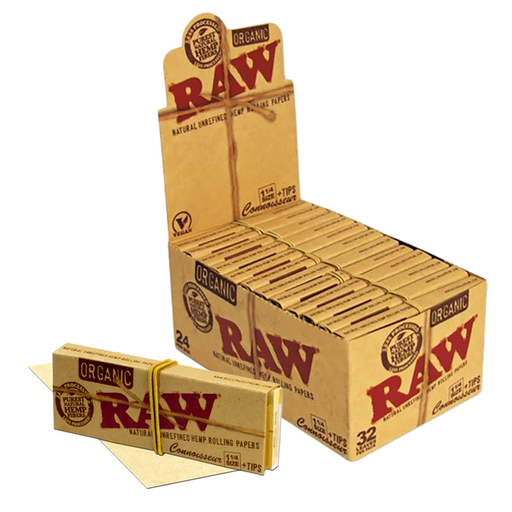 RAW Organic Hemp Connoisseur 1 1/4 Rolling Paper + Tips