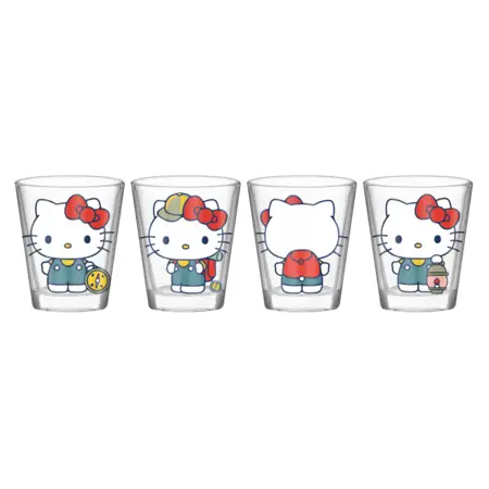 [KTY65564] Hello Kitty Mini 4pc Glass Shots Glassware Set